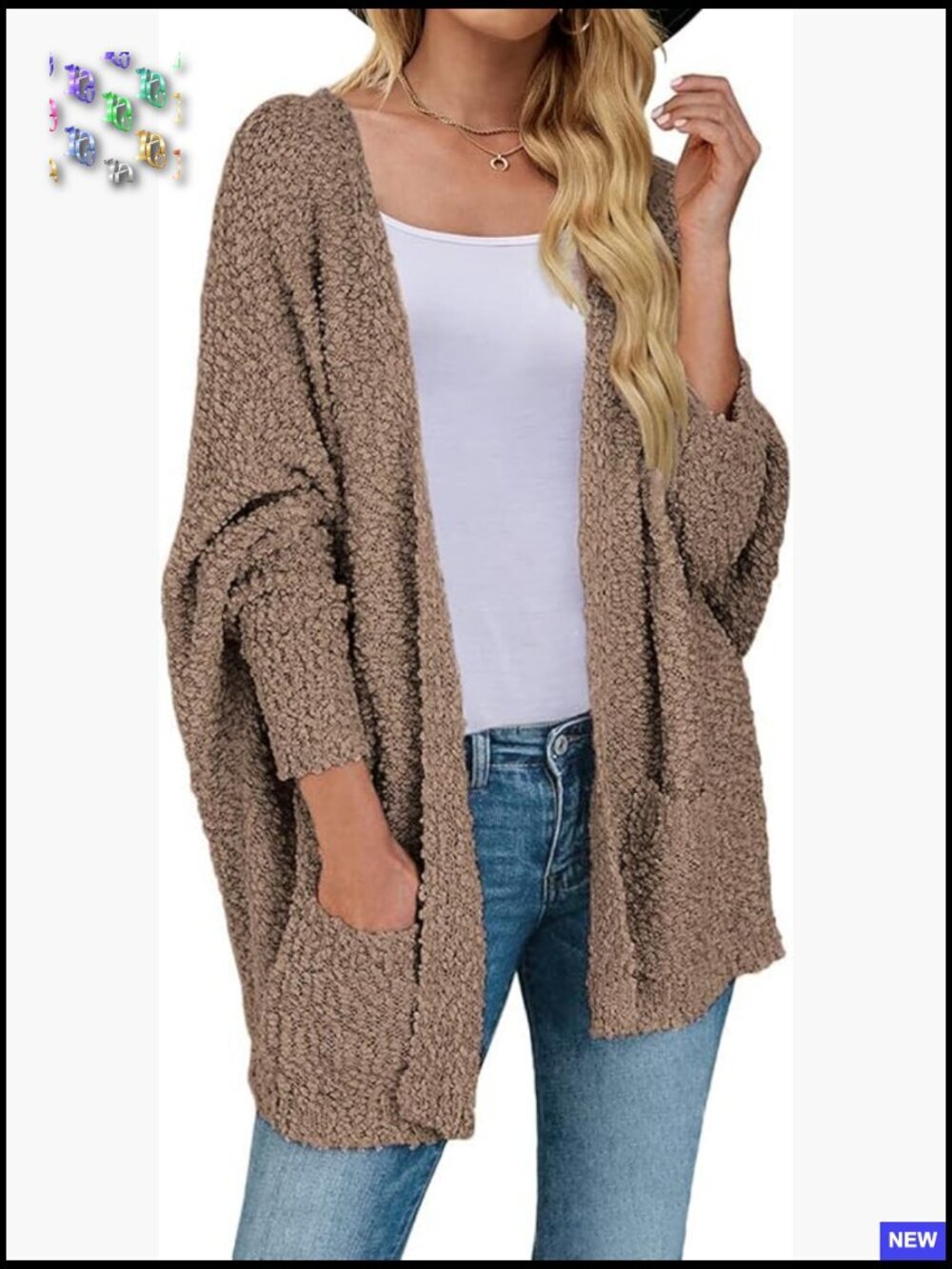 Fuzzy Popcorn Batwing Sleeve Cardigan Knit Oversized Sherpa Sweater Coat